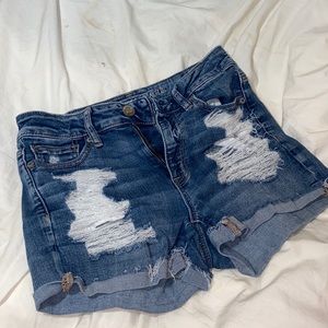 American Eagle High Rise Shortie Denim Shorts
